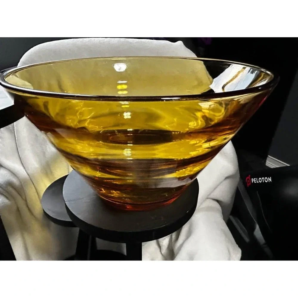 Vintage Hazel Atlas Waterfall Salad Bowl Clear Pressed Glass 1940s Depression‎